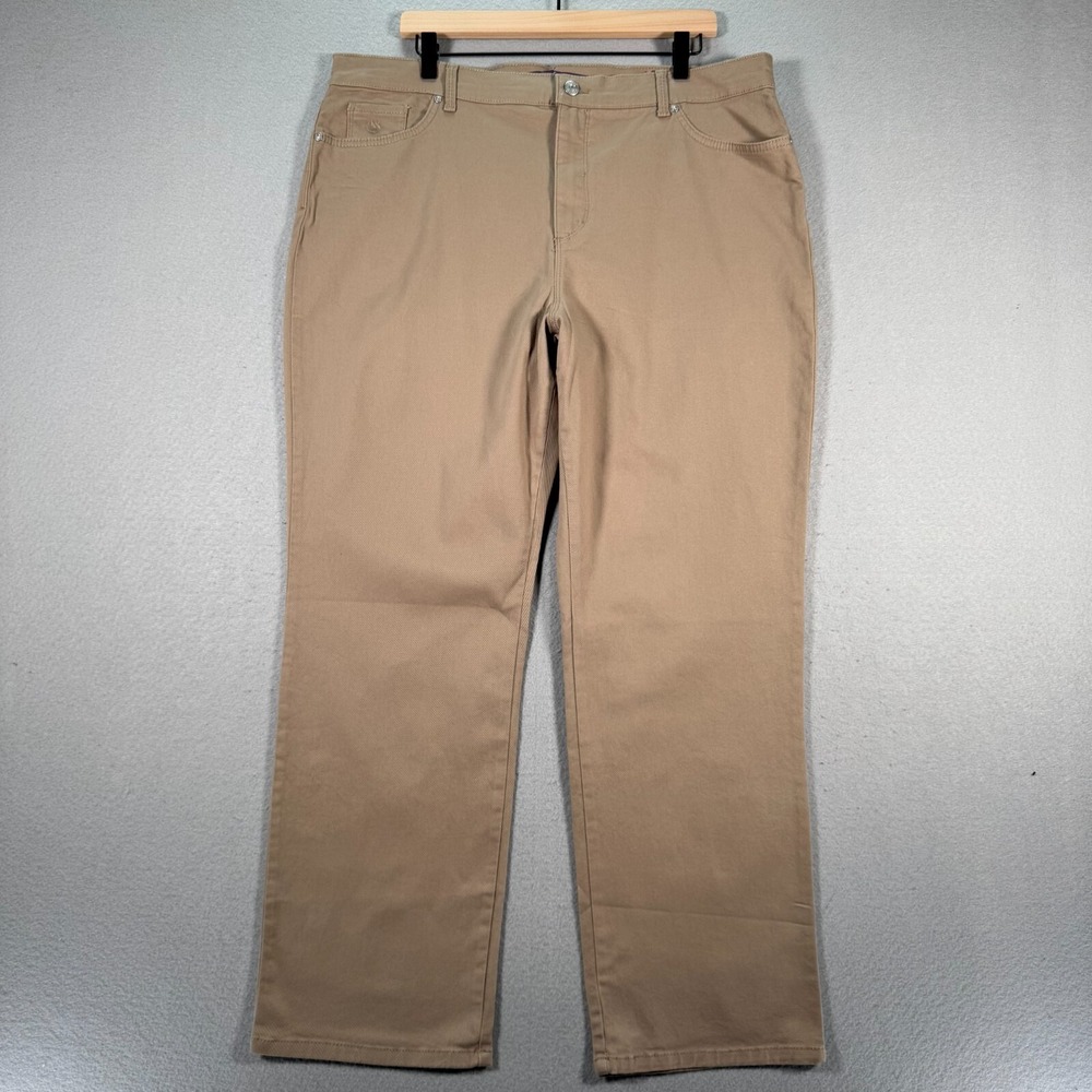 Gloria Vanderbilt Amanda Pants Womens 18 Short Tan Tapered Leg Classic Rise